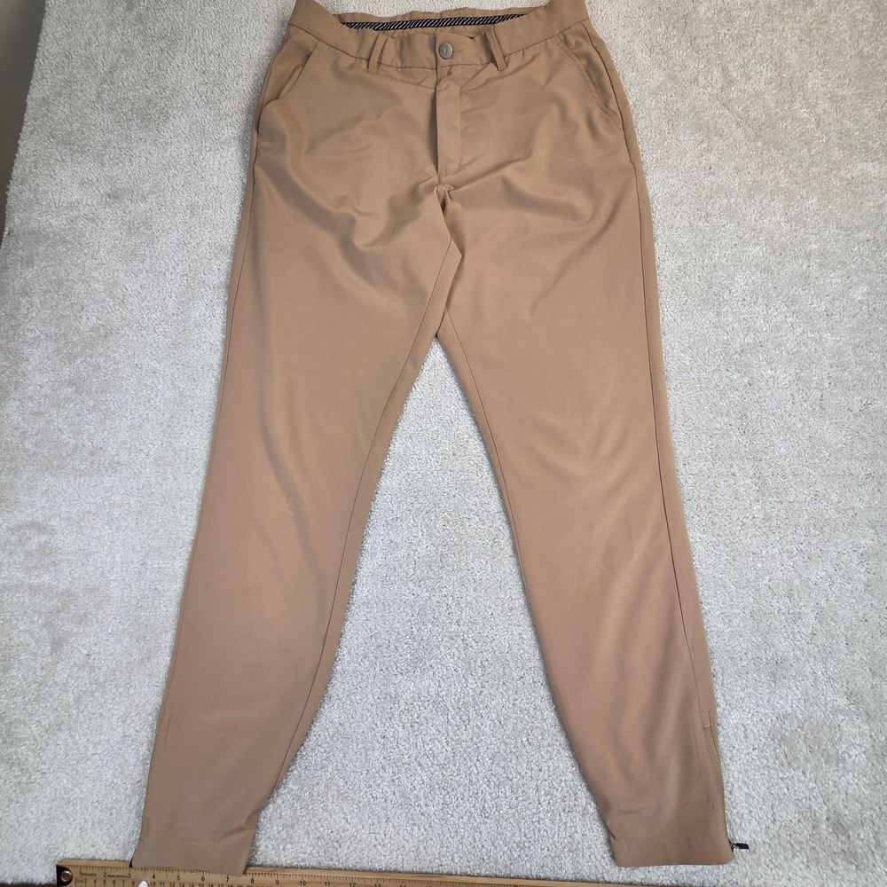 Primo Golf Jogger Mens 33 Tall‎ Tan Ankle Zip Stretch Tapered Pants